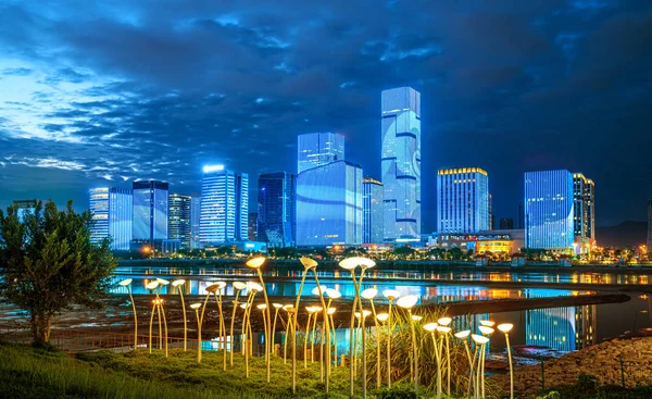 Fuzhou City, Kina, nattutsikt — Stockfoto