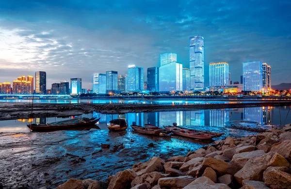 Fuzhou City, Kina, nattutsikt — Stockfoto