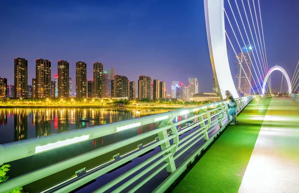 Modern bridge located in Nanjing, China Royalty Free Stock Images