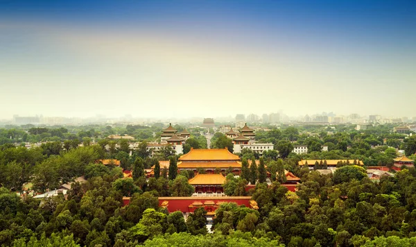 Θέα στα μάτια του πουλιού των αρχαίων κτιρίων στο Πεκίνο — Φωτογραφία Αρχείου