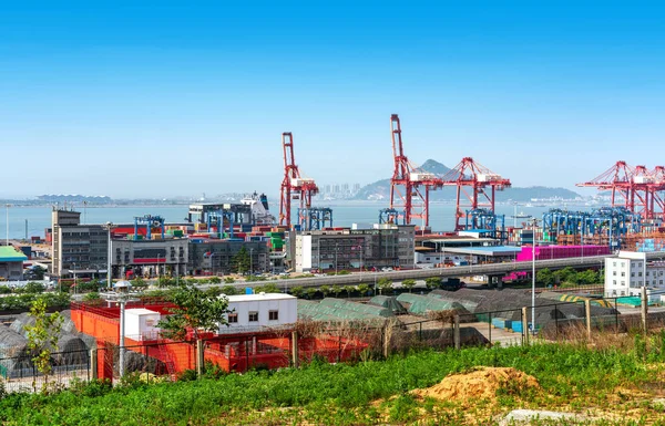 Aerial view of a cargo dock — Stock Photo, Image