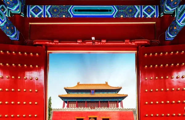 Ancient buildings in Beijing, China.Chinese text is: Gate of Div Royalty Free Stock Images