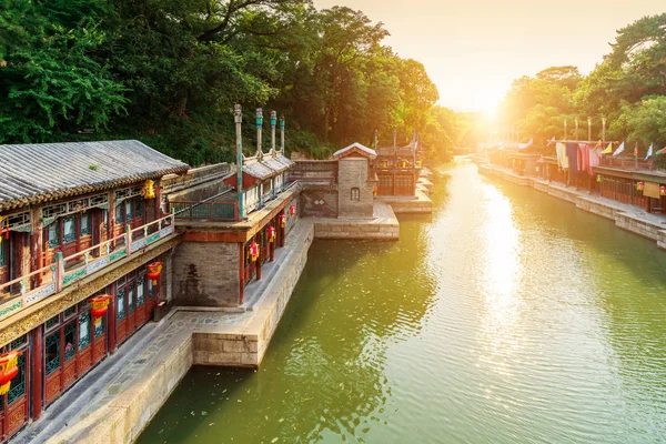 El Palacio de Verano, el lago de la colina trasera y la calle Suzhou Imágenes de stock libres de derechos