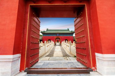 Pekin'deki antik binalar, China.Chinese metin: Zhai Sarayı