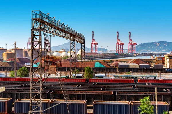 Aerial view of a cargo dock — Stock Photo, Image