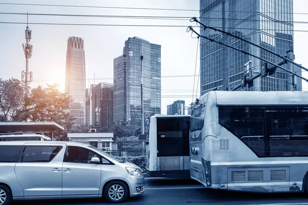 北京街道和汽车 图库照片