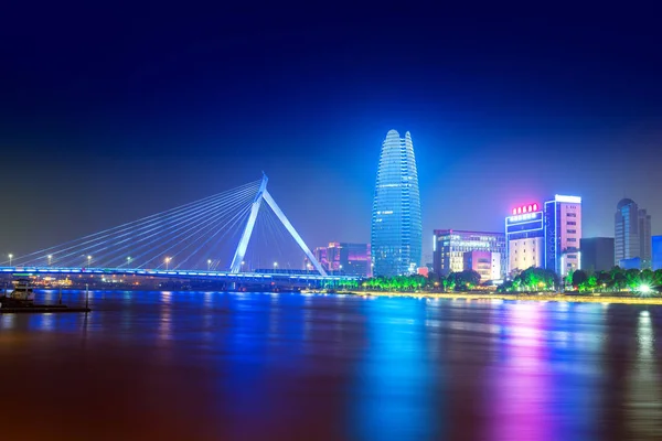 Ninbo City, Kína, éjszakai kilátás — Stock Fotó