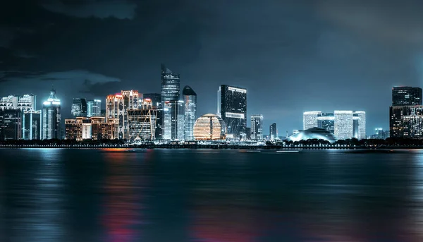 Panorama Hangzhou Qianjiang New Town, Kína — Stock Fotó