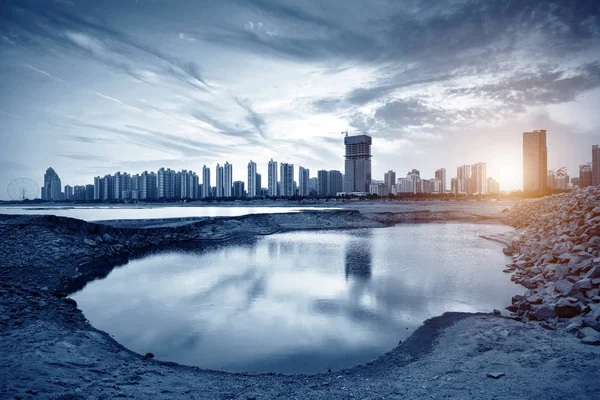 City panorama at dusk — Stock Photo, Image