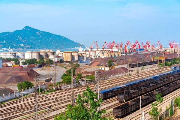 Nagy Konténerterminál Lianyungang Kína — Stock Fotó