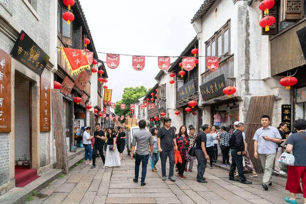 中国苏州 2018年6月23日 山塘街位于古城西北部 是著名的 中国历史文化街 — 图库照片