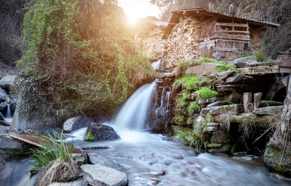 Water Mill Remote Mountain Area Mechanical Device Uses Waterfall Its — Stock Photo, Image