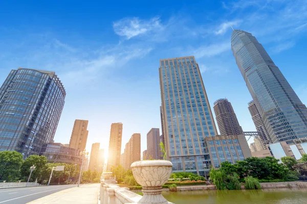 Estradas Edifícios Alto Nível Shaoxing Zhejiang China — Fotografia de Stock