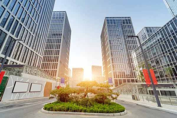 Sűrű Felhőkarcolók Utak Jinan Cbd Kína — Stock Fotó