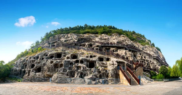 Grutas Longmen Con Figuras Buda Están Comenzando Con Dinastía Wei — Foto de Stock