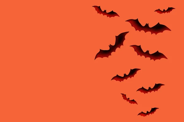 Halloween Decoration Concept Bats Fly Orange Background — Stock Photo, Image