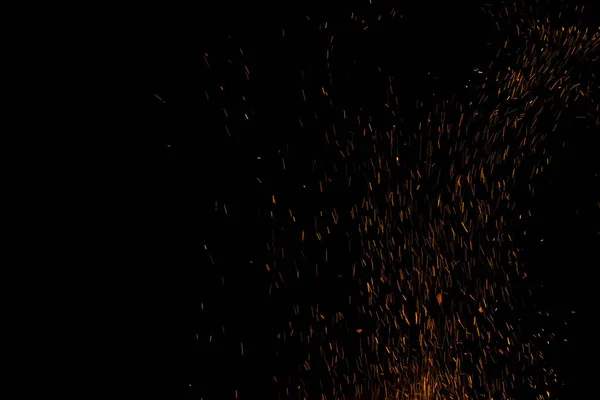 Sparks Tűz Egy Fekete Háttér — Stock Fotó