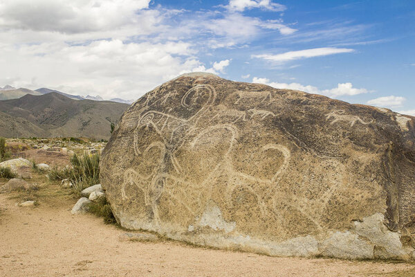 Cholpon-Ata, Kyrgyzstan - December 7 2018: Petroglyphs museum.