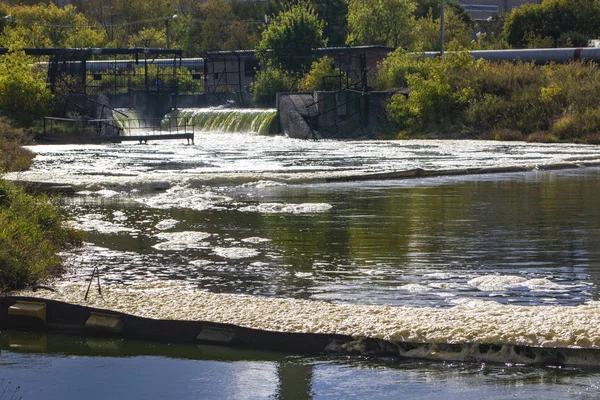 Стічні Води Електростанції Забруднює Речовини Потрапляють Природну Річку — стокове фото