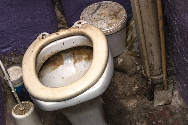 Dirty Unhygienic Toilet Bowl Limescale Stain Public Restroom — Stock Photo, Image