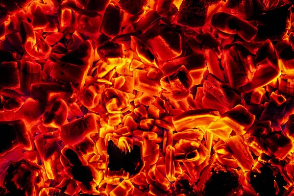 Glowing Hot Charcoal Briquettes Close-up Background Texture — Stock Photo, Image