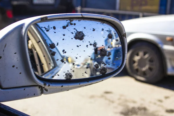 dirty car rear view mirror