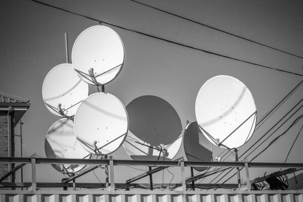 Antenna with blue sky. Close up antenna with copy space for desi