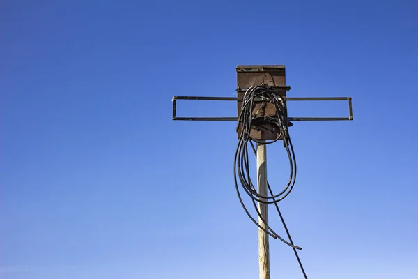 Antenn med blå himmel. Närbild antenn med kopierings utrymme för Desi — Stockfoto