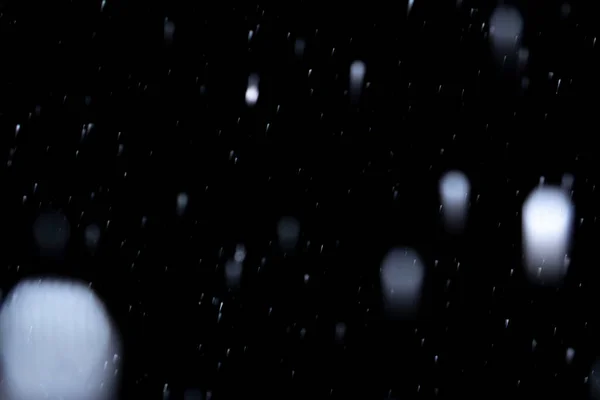 First Snow Winter Black Sky Background Abstract Blurred Photo — Stock Photo, Image