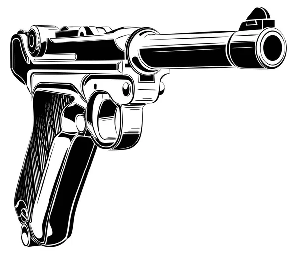 Luger P08 Parabellum pistolet rétro vecteur . — Image vectorielle