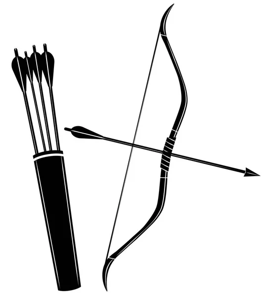 Ícone de ilustração vetorial arco, seta e aljava — Vetor de Stock