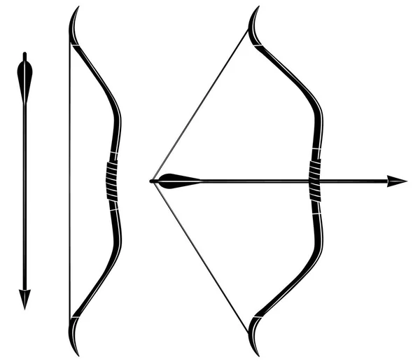 Arco y flecha icono vector. Arco estirado . — Archivo Imágenes Vectoriales