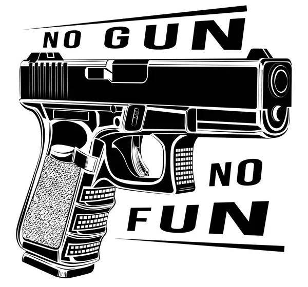 Pistola Glock pistola vetor ilustração. Calibre 9. logotipo emblema da pistola. Sem arma, sem diversão. . — Vetor de Stock