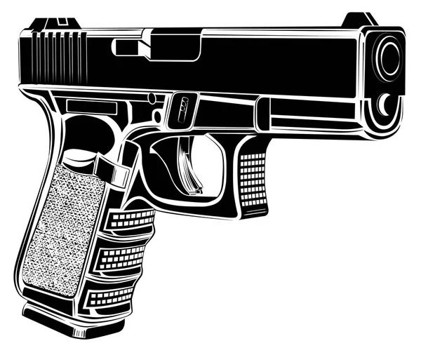 Pistola Glock pistola vetor ilustração. Calibre 9. Logotipo do emblema da pistola . — Vetor de Stock