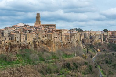 Pitigliano, Toskana, İtalya'nın panoramik görünüm