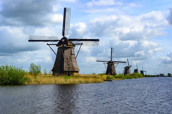 Moinhos Kinderdijk Holanda Sul — Fotografia de Stock