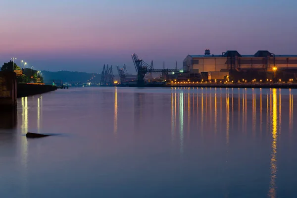 Cranes River Nervion Industrial North Bilbao Basque Country Spain — Stock Photo, Image