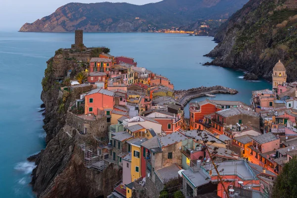 Vernazza Wieś Wschodzie Słońca Cinque Terre Włochy — Zdjęcie stockowe