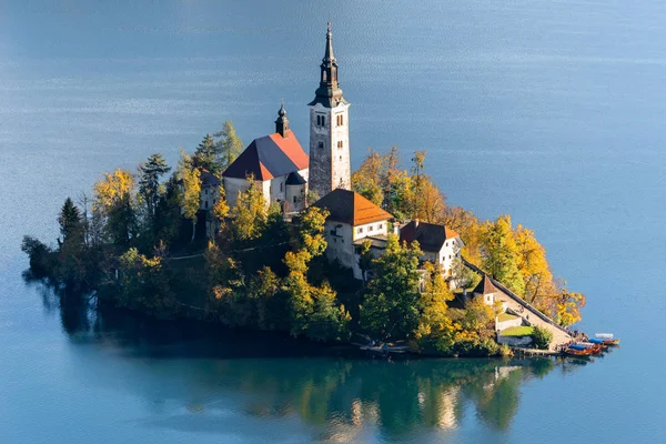 Kirche Mariä Himmelfahrt Bleder See Slowenien — Stockfoto