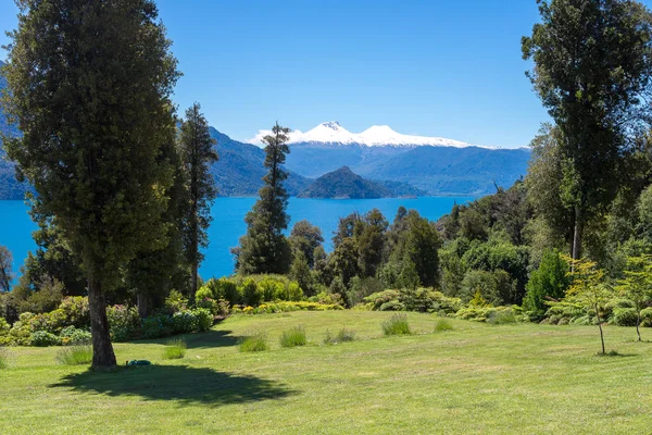 Jezero Rinihue Národní Rezervace Mocho Choshuenco Jako Pozadí Chile — Stock fotografie