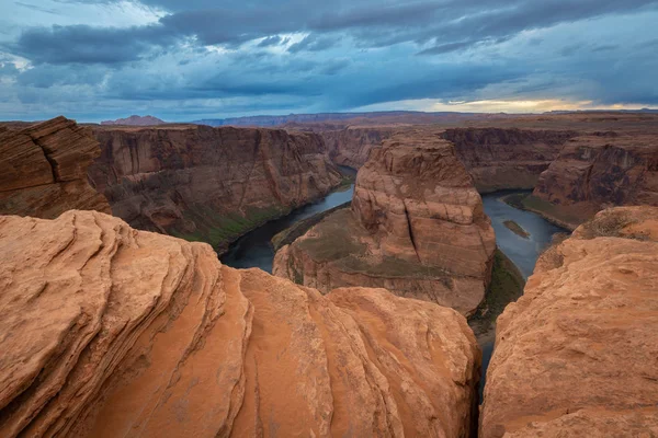 Horseshoe Bend Ved Solnedgang Meander Colorado River Page Arizona Usa - Stock-foto