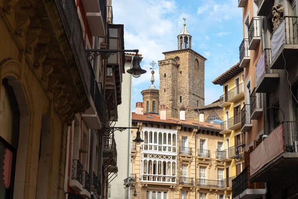 Iglesia San Saturnino Desde Calle Mercaderes Pamplona España — Foto de Stock