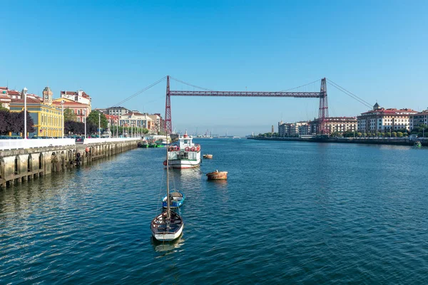 Bizkaia Asma Köprüsü Ile Portekizete Getxo Panorama Bask Ülkesi Spanya — Stok fotoğraf