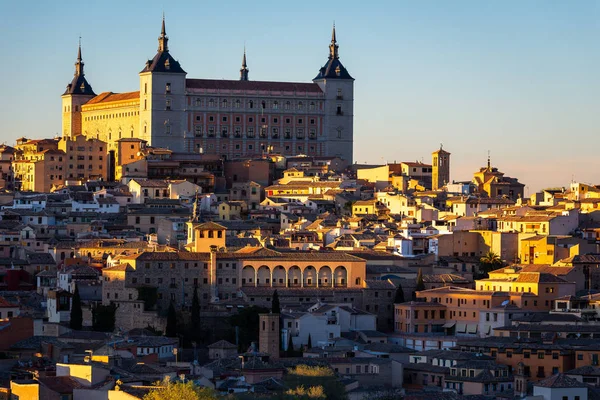 Alcazar Toledo Zachodzie Słońca Kastylia Mancha Hiszpania — Zdjęcie stockowe