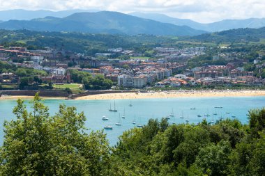 Urgull Dağı 'ndan Donostia-San Sebastian Körfezi, Bask Ülkesi, Ispanya