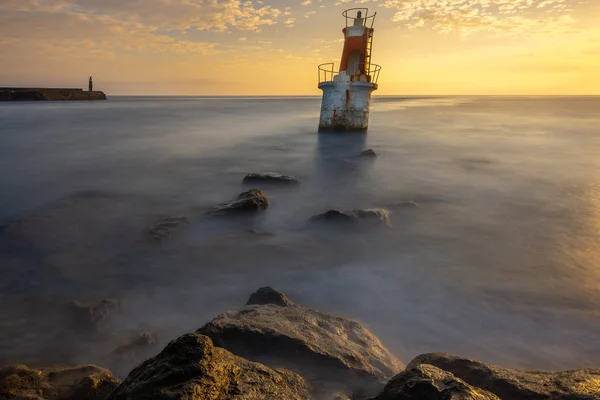 Lighthouse Entrance San Vicente Barquera Harbor Cantabria Spain — Stock Photo, Image