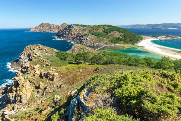 Острови Національний Парк Військово Морського Атлантичного Островів Галичини Іспанії Ліцензійні Стокові Фото