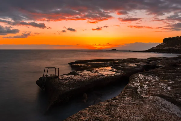 Stairs Caleta Beach Sunset Tenerife Island Spain — Stock Photo, Image