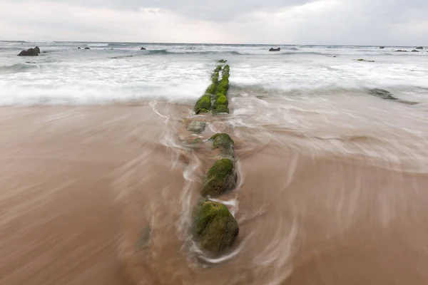 Beach Barrika Low Tide Bizkaia Spain — Stock Photo, Image