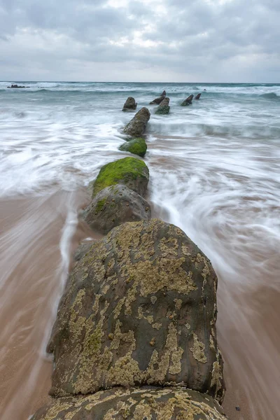 低潮的巴里卡海滩 比兹卡亚 西班牙 — 图库照片